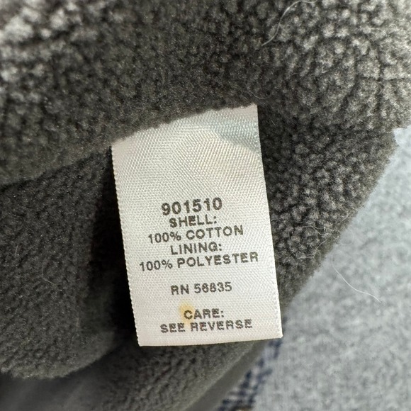 Cabela's Shirt Jacket Men's L Navy Gray Gingham Long Sleeve Fleece Lined Flannel - Picture 4 of 12